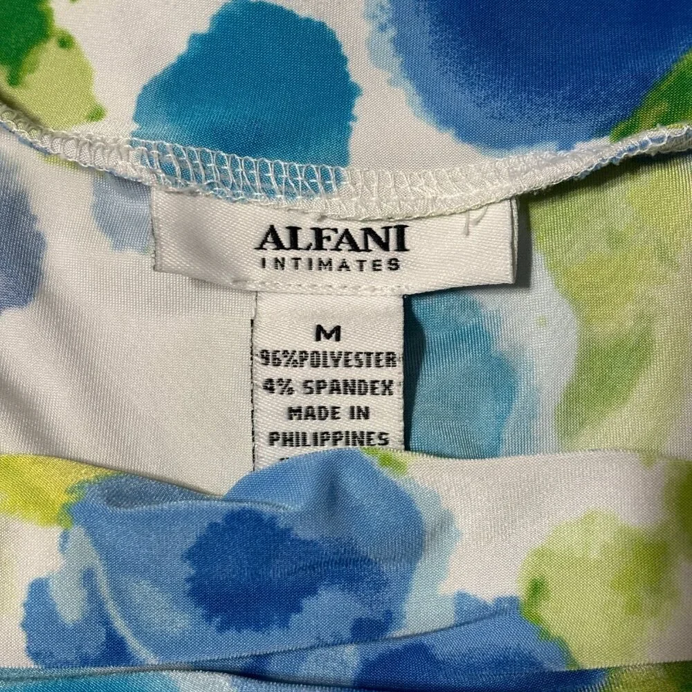 Alfani Intimates Wide Leg Lounge‎ / Sleep Pants Size M Blue Green Print Stretch